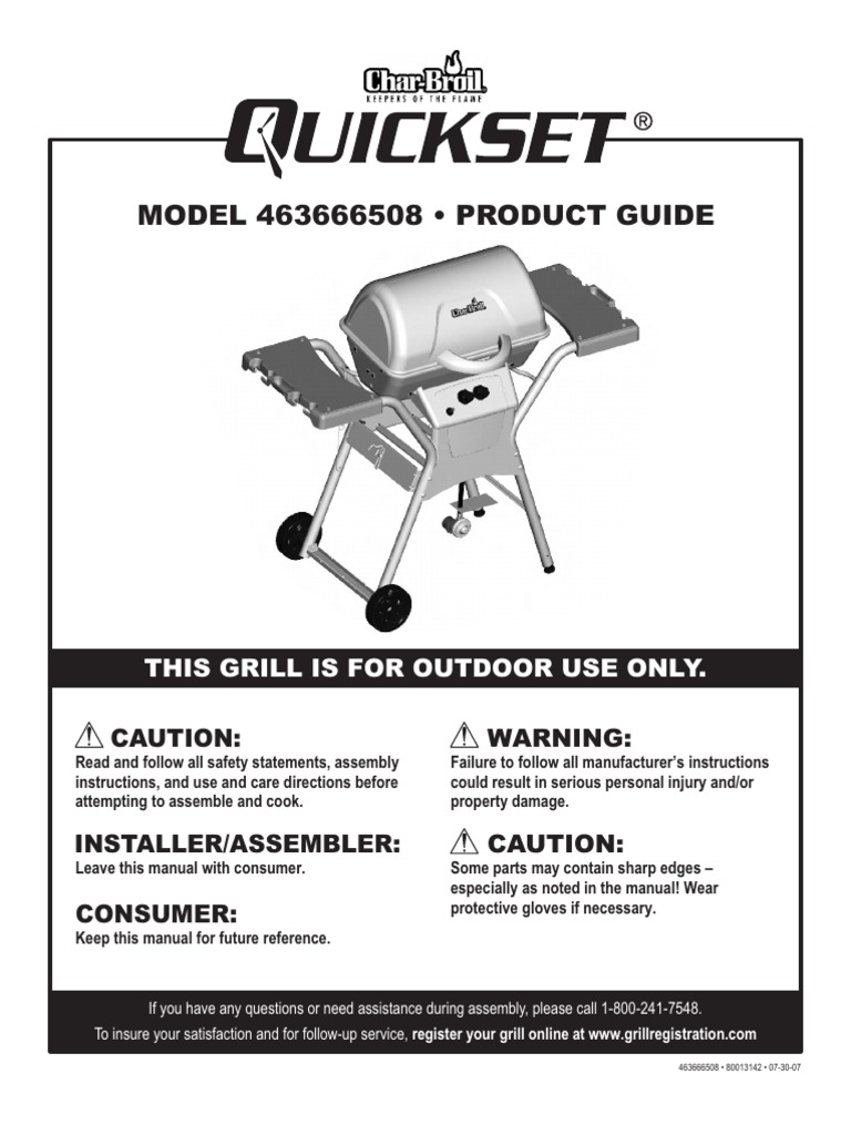 Char Broil Owners Manual Barbecue Grill Liquefied Petroleum Gas