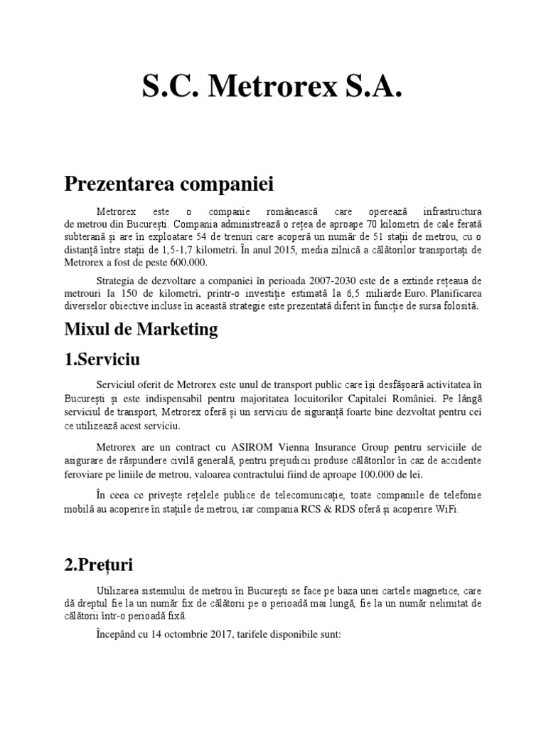 Metrorex Proiect | PDF