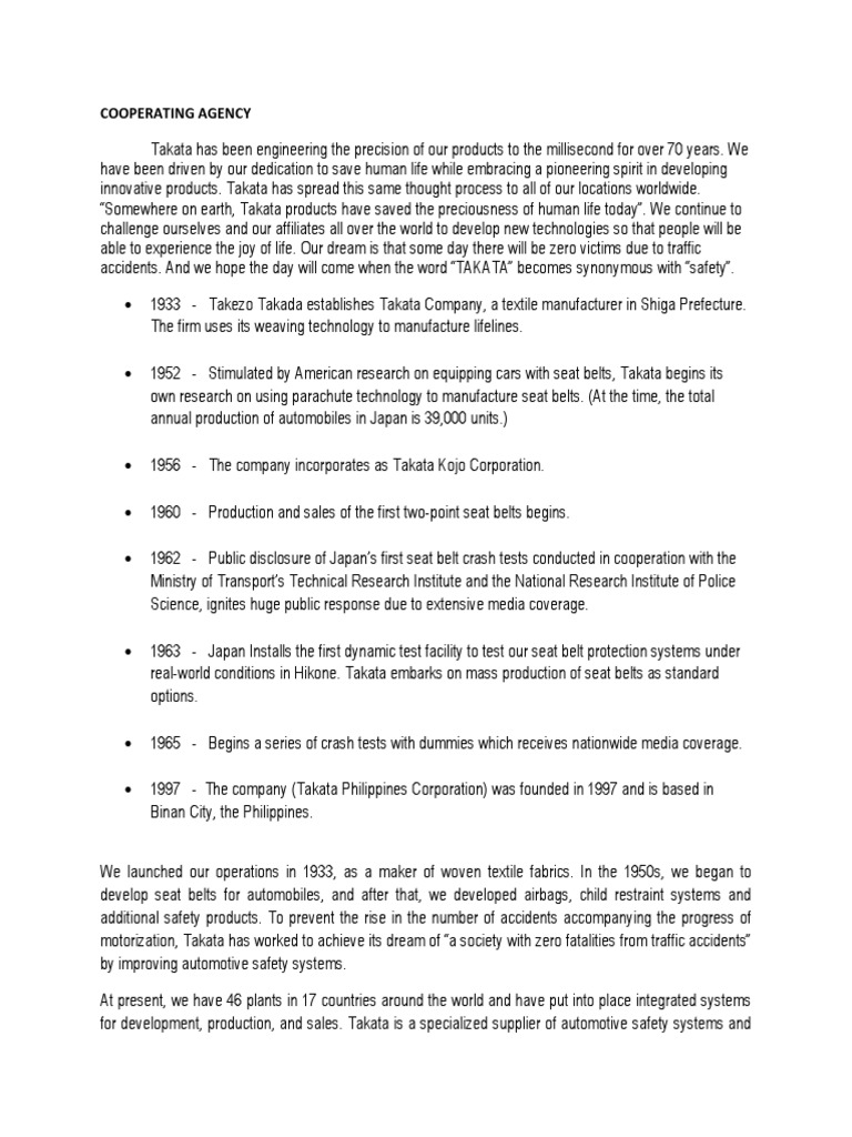 Terminal Report PDF Takata Corporation Automobile Safety