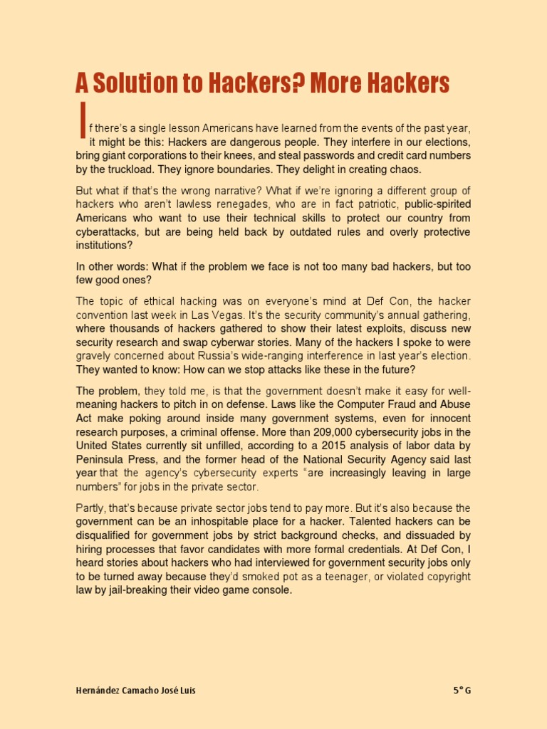 A Solution To Hackers | PDF