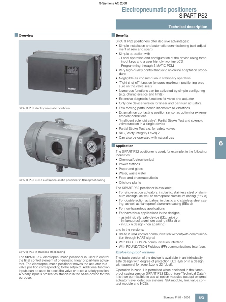 Siemens SipartPS2 Cat2008 | PDF | Valve | Actuator