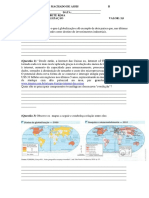 Atividade Avaliativa Geografia 3º Ano Ensino Médio