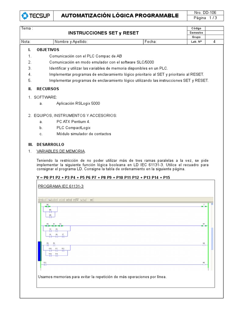 Instrucciones SET y RESET en PLC | PDF | Emulador | Ingeniería Informática