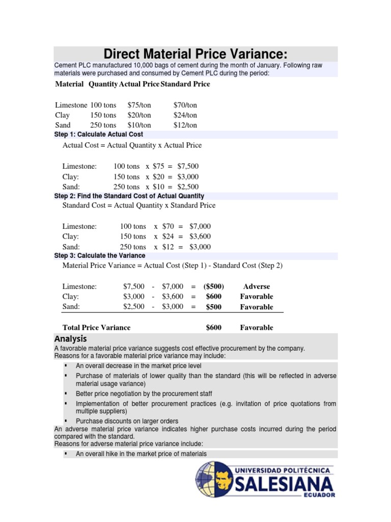 Direct Material Price Variance Explained | PDF | Labour Economics | Prices