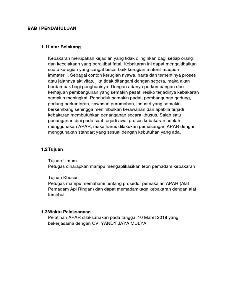 Laporan Pelatihan Apar