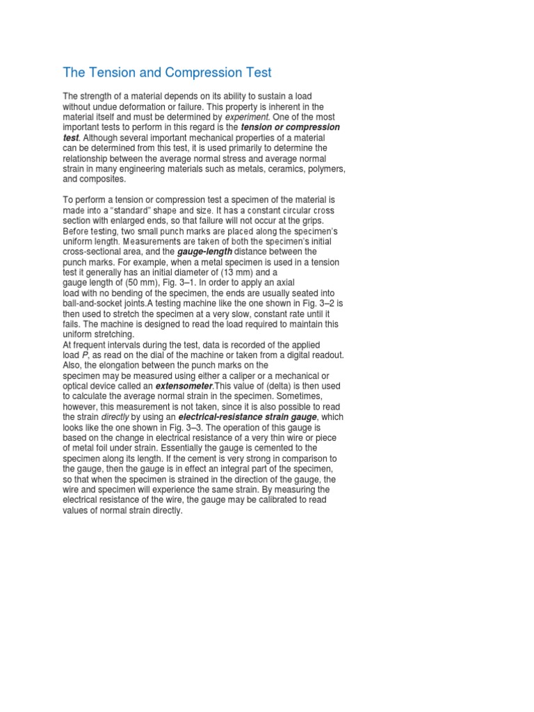 Tension and Compression Testing Guide | PDF | Deformation (Engineering ...