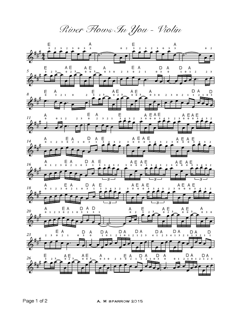 River Flows With Fingerings Violin Pdf Loisirs Affaires