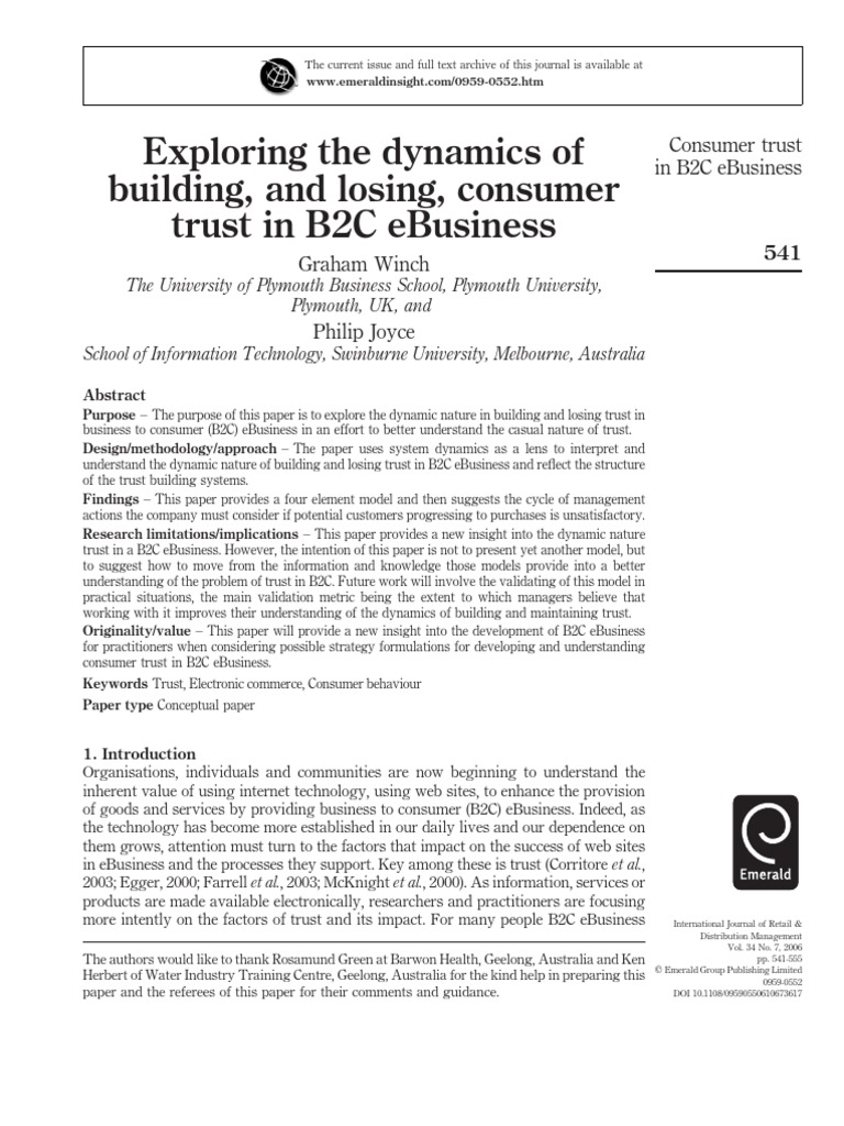 Consumer Trust B2C 2006 | PDF | Risk | Perception