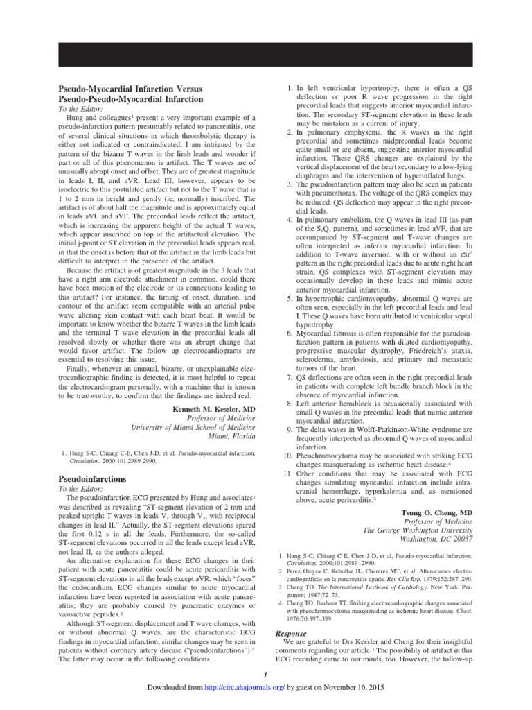 Pseudo-Myocardial Infarction Versus Pseudo-Pseudo-Myocardial Infarction ...