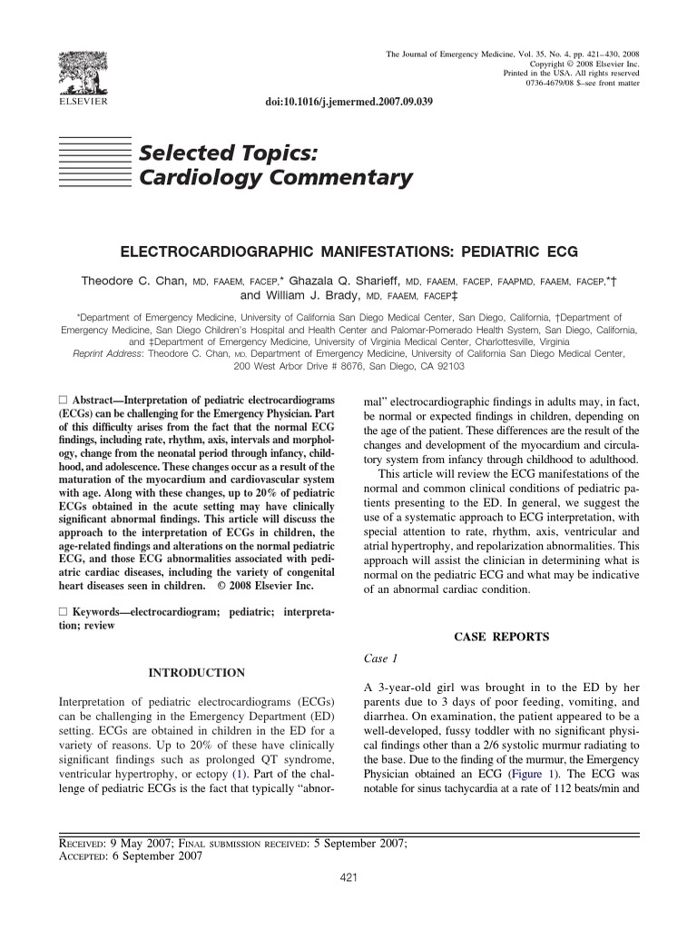 2007 Electrocardiographic Manifestations Pediatric Ecg | PDF ...