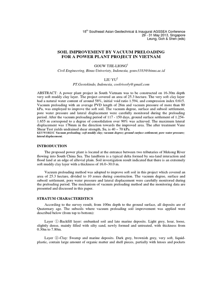 Soil Improvement by Vacuum Preloading For A Power Plant Project in ...