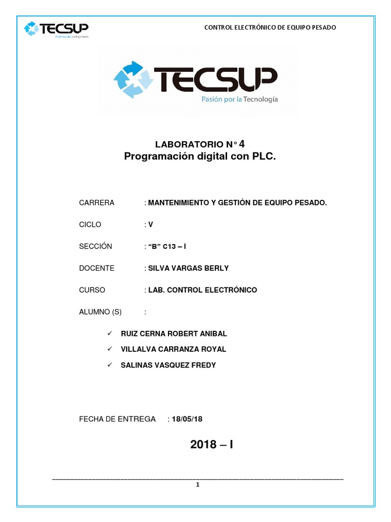 Laboratorio 4 Electrónicca Pdf Controlador Lógico Programable