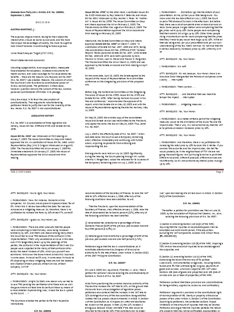Tax 2 Vat Cases | PDF | Value Added Tax | United States House Of ...