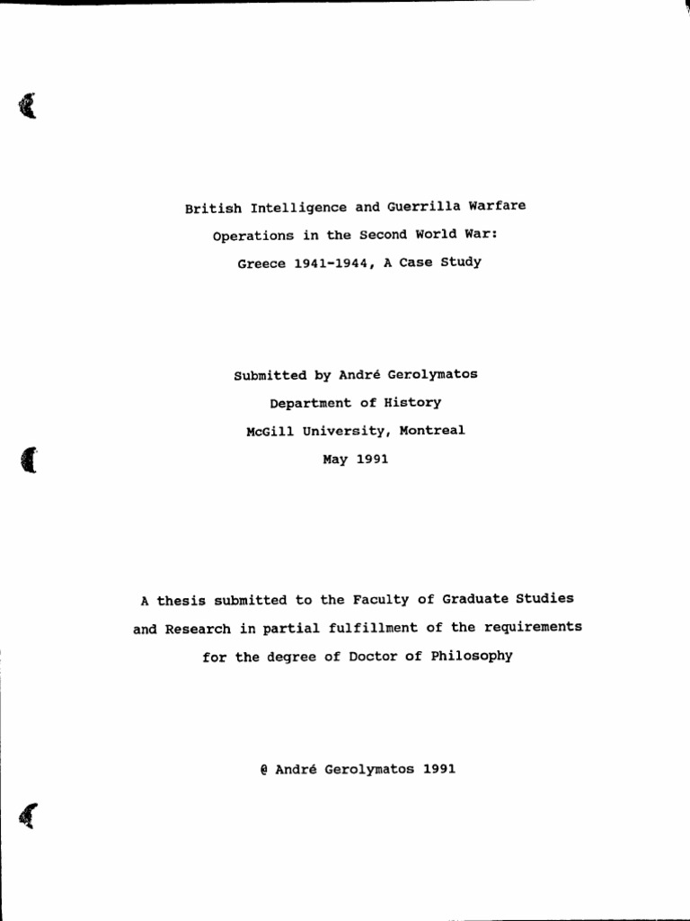 British Intelligence and Guerrilla Warfare Operations in The Second World  War Greece 19411944 A Case Study | PDF | Special Operations Executive |  Greece