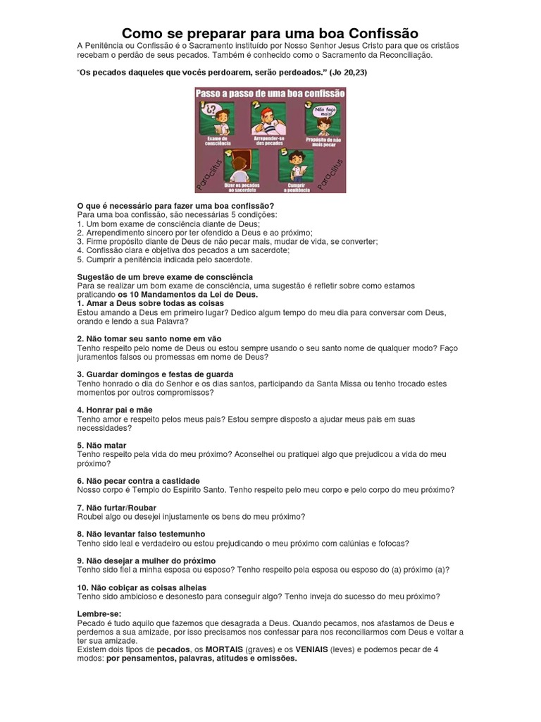 Como Se Preparar Para Uma Boa Confissão | PDF | Pecado | Comportamento