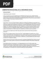 Resolución que confirma el aumento en las jubilaciones