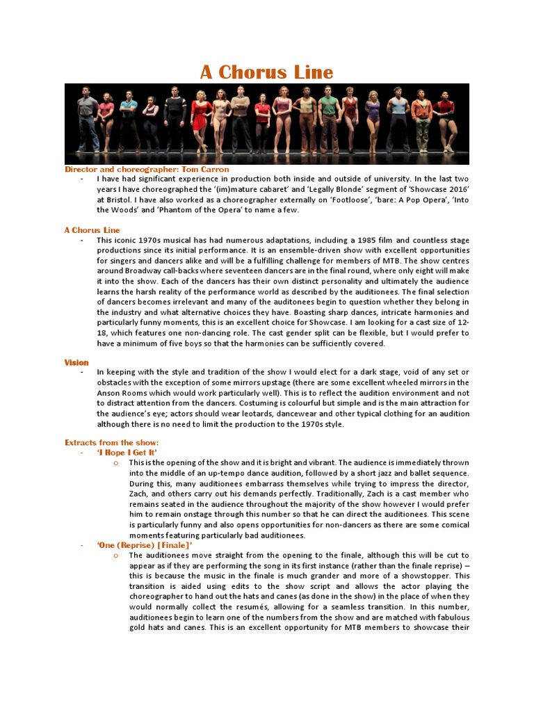 A Chorus Line PDF Audition Theatre