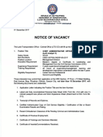 Notice of Vacancy Dec