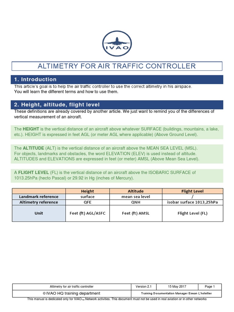 ADC Altimetry ATC PDF Altimeter Air Traffic Control
