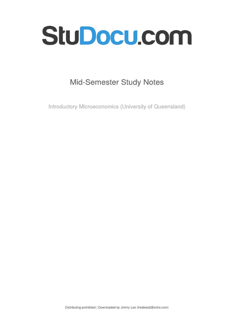 Mid Semester Study Notes | PDF | Perfect Competition | Supply (Economics)