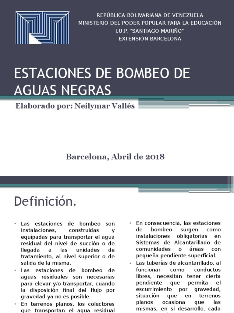 Estaciones de Bombeo de Aguas Negras | PDF | Alcantarillado | Bomba, image size:768x1024