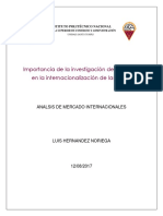 Importancia de La Investigación de Mercados en La Internacionalización de Las PYMES