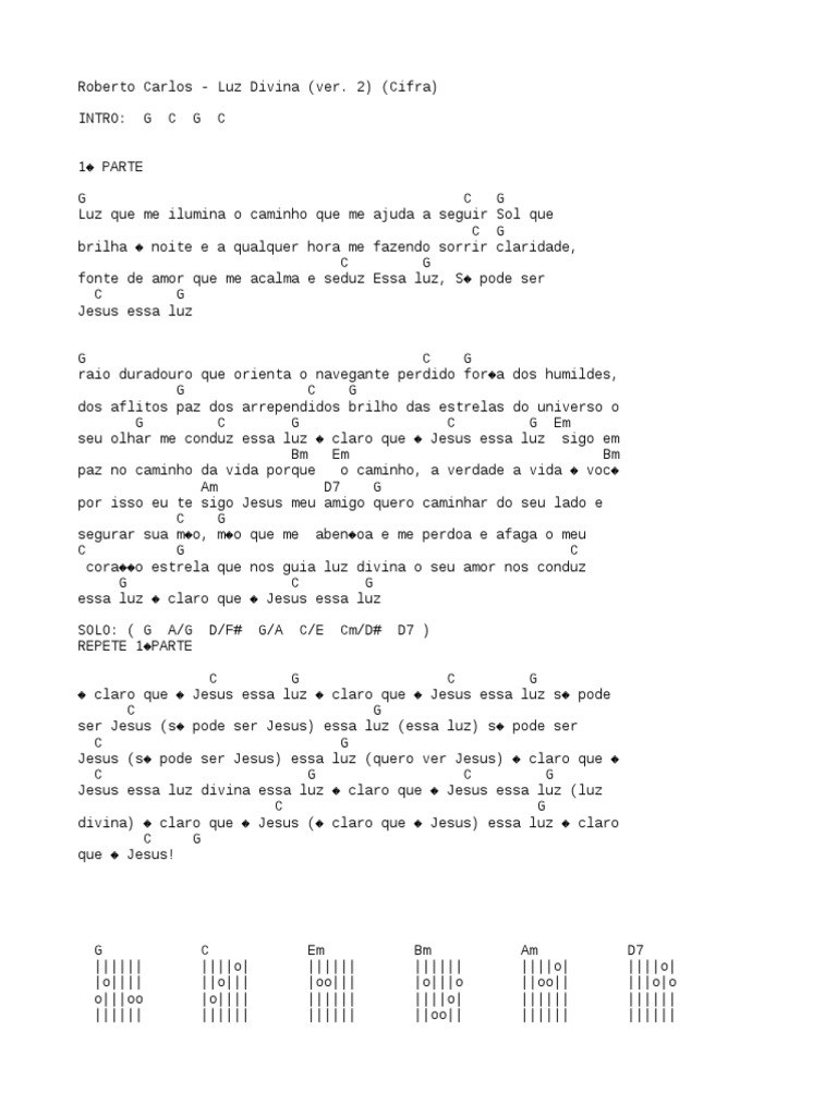 Cifra Roberto Carlos Luz Divina Ver 2 Natureza Natureza cifra roberto carlos luz divina ver 2