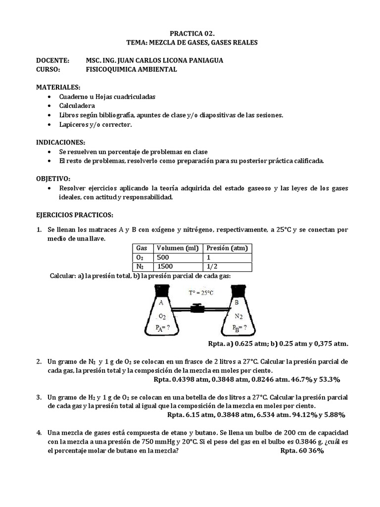 Mezcla de Gases y Presiones Parciales | PDF | Gases | Mole (Unidad)