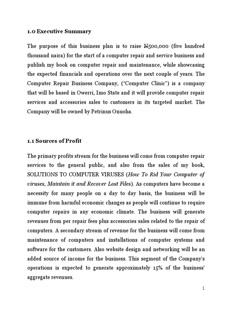 81140798 Business Plan for a Computer Repair Company Marketing