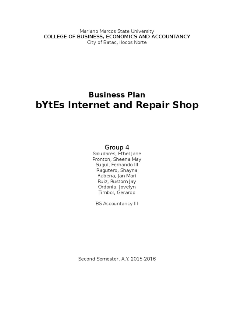 Business Plan for bYtEs Internet Café | PDF | Expense | Desktop Computer