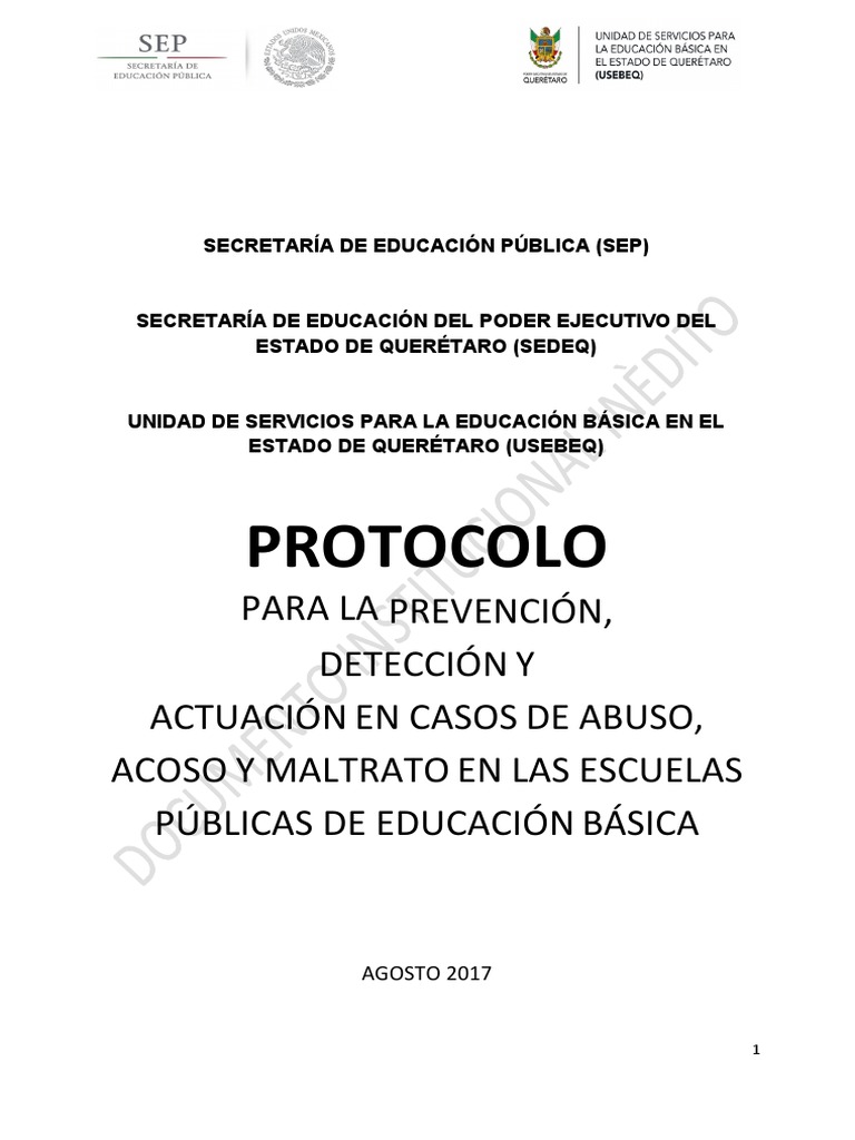 Protocolo para La Prevencion, Deteccion y Actuacion en Casos de Abuso ...