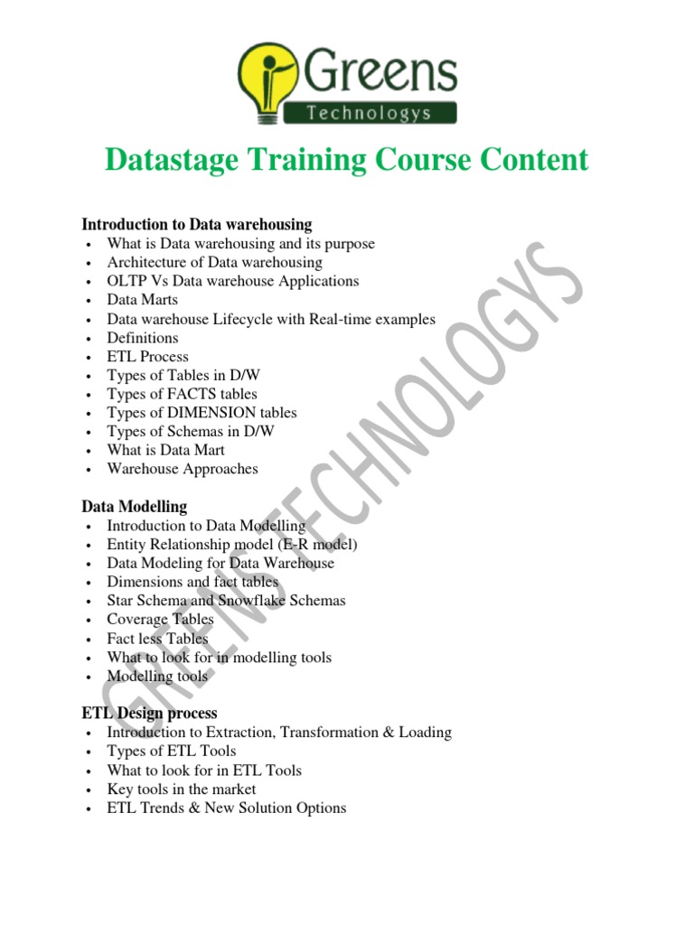 DataStage Administrator Training Syllabus | PDF | Data Warehouse ...