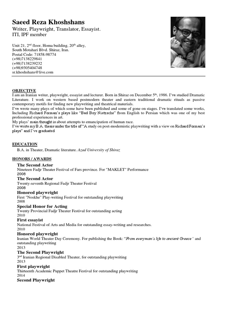 Saeed Reza Khoshsans Resume PDF - 1661132444
