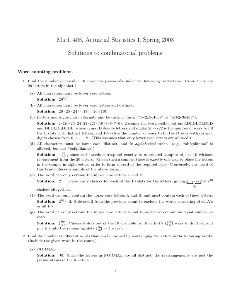 Math 408, Actuarial Statistics I, Spring 2008 Solutions To ...