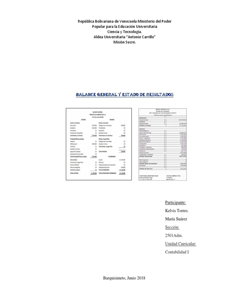 Balance General y Estado de Resultados | PDF | Ganancias antes de ...