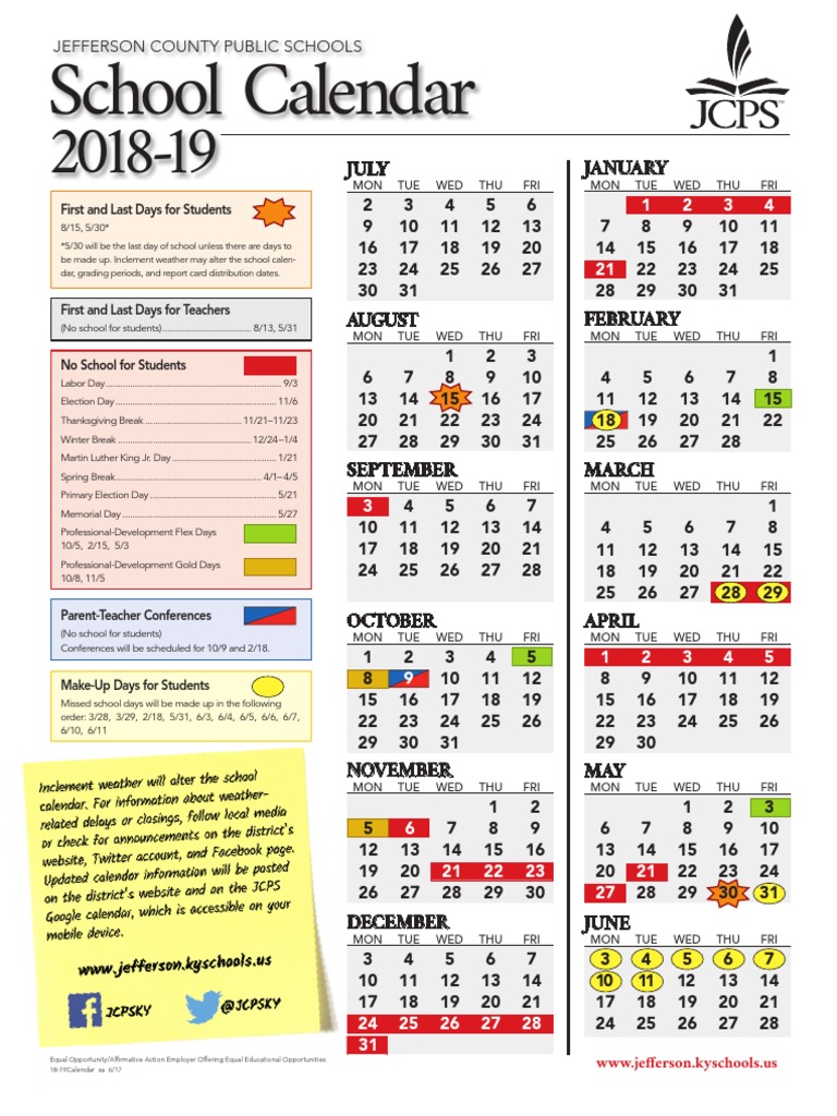 Parent Calendar 1819 PDF Schools Social Institutions