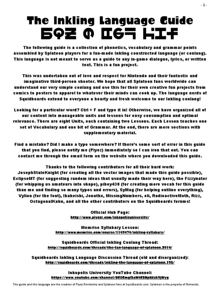 Inkling Language Guide PDF Stress (Linguistics) Vowel
