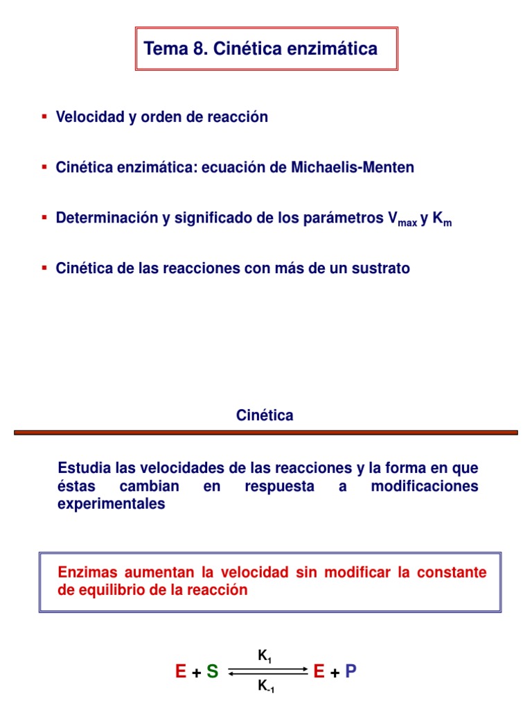 Tema 8 Cinetica Enzimatica Farmacia Pdf Pdf La Cinetica De Enzimas Enzima