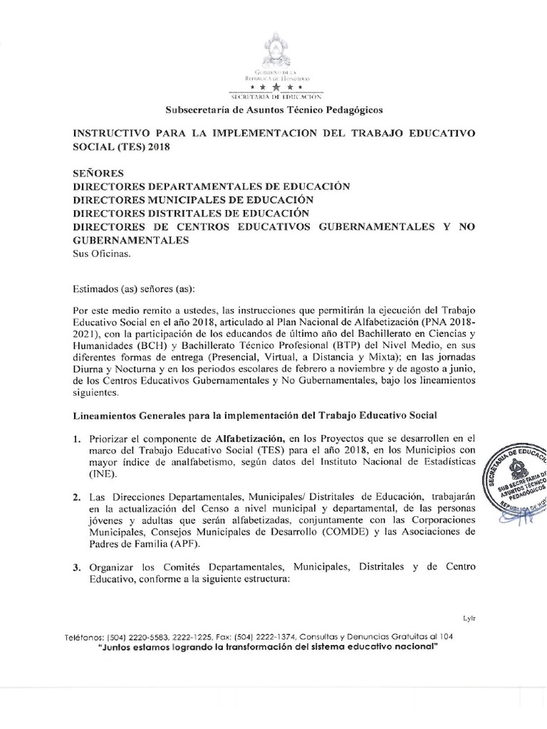 Instructivo Tes 2018 1 Pdf