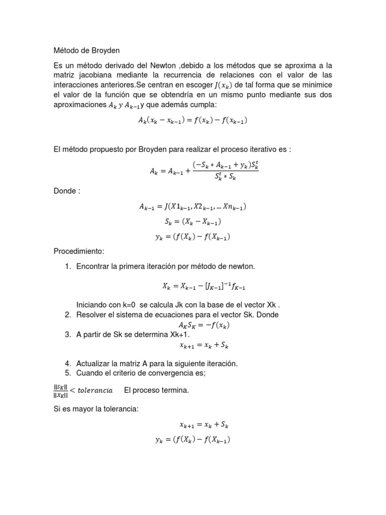 Método de Broyden y Convergencia Iterativa | PDF | Enseñanza de ...