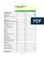 Breakeven Analysis: Company Name Date: Cost Description Fixed Costs ($) Variable Costs (%) Variable Costs