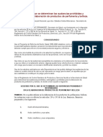 ACUERDO Por El Que Se Determinan Las Sustancias Prohibidas y Restringidas en La Elaboración de Productos de Perfumería y Belleza