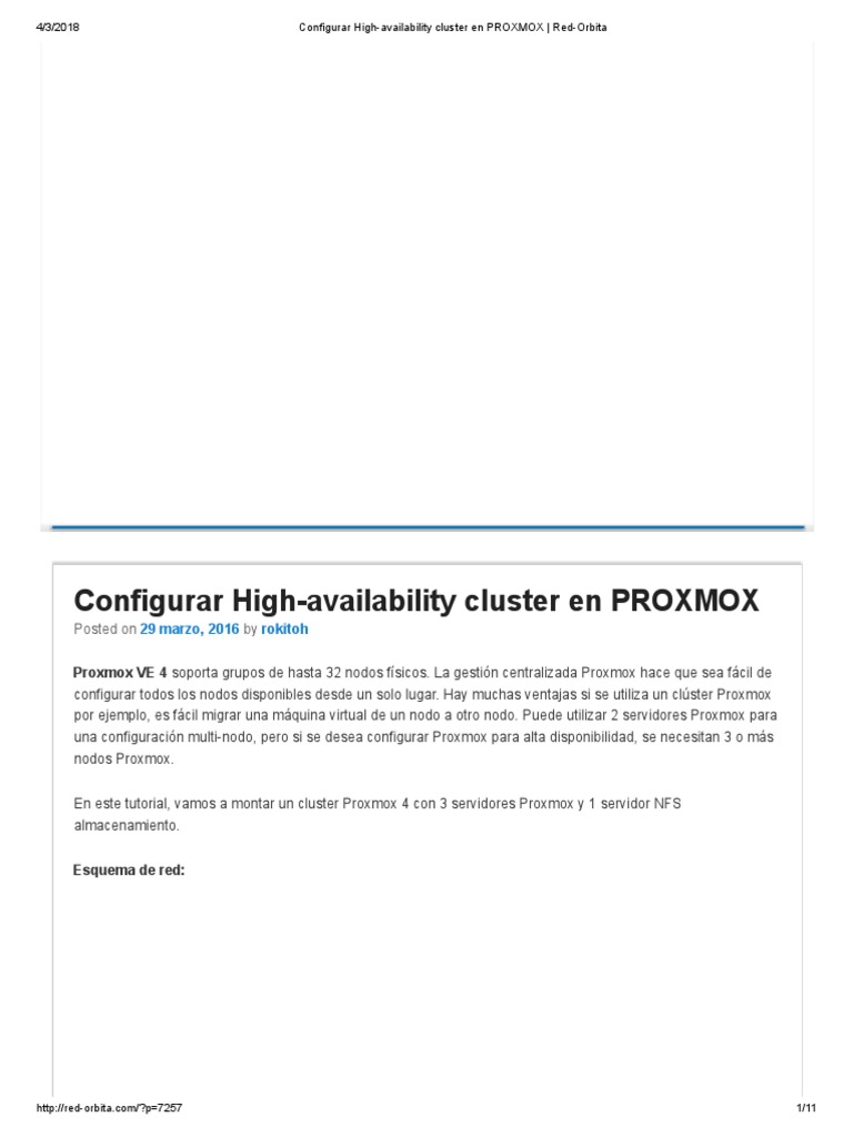 Cluster HA en Proxmox VE 4: Guía Completa | PDF | Grupo de computadoras ...