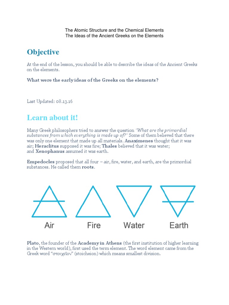 Greek and Modern Element Theories | PDF | Nuclear Reaction | Nuclear ...