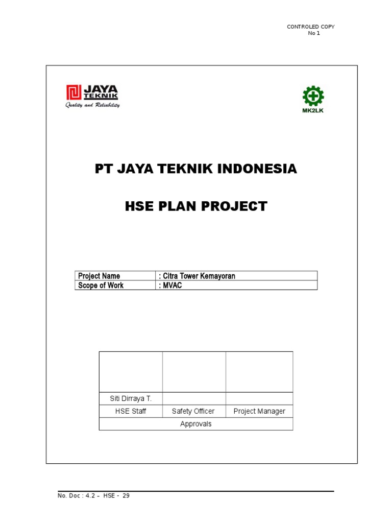 HSE Plan for Citra Tower Project | PDF