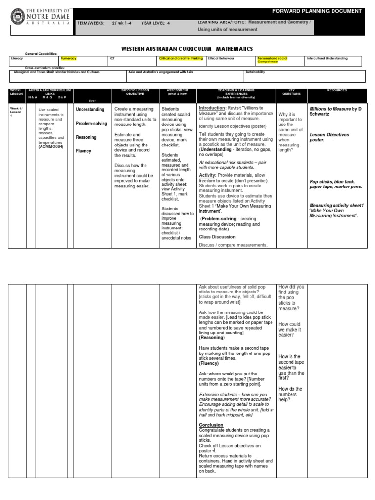 Forward Planning Document Example