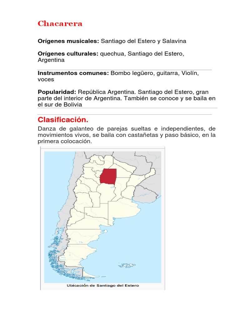 Orígenes y Pasos de la Chacarera | PDF | Bailes | Las artes escénicas