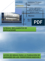 Normas Reglamentos y Leyes de Indias para La Fundacion de Ciudades en Los Territorios Nuevoss