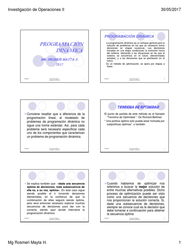 PROGRAMACION DINAMICA Programación dinámica La