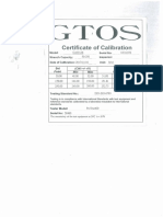 Certificate of Calibration: Model